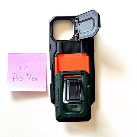 iPhone 16 Pro Max Wallet Card Holder Case Rugged Metallic Green With Kickstand - Picture 4 of 9